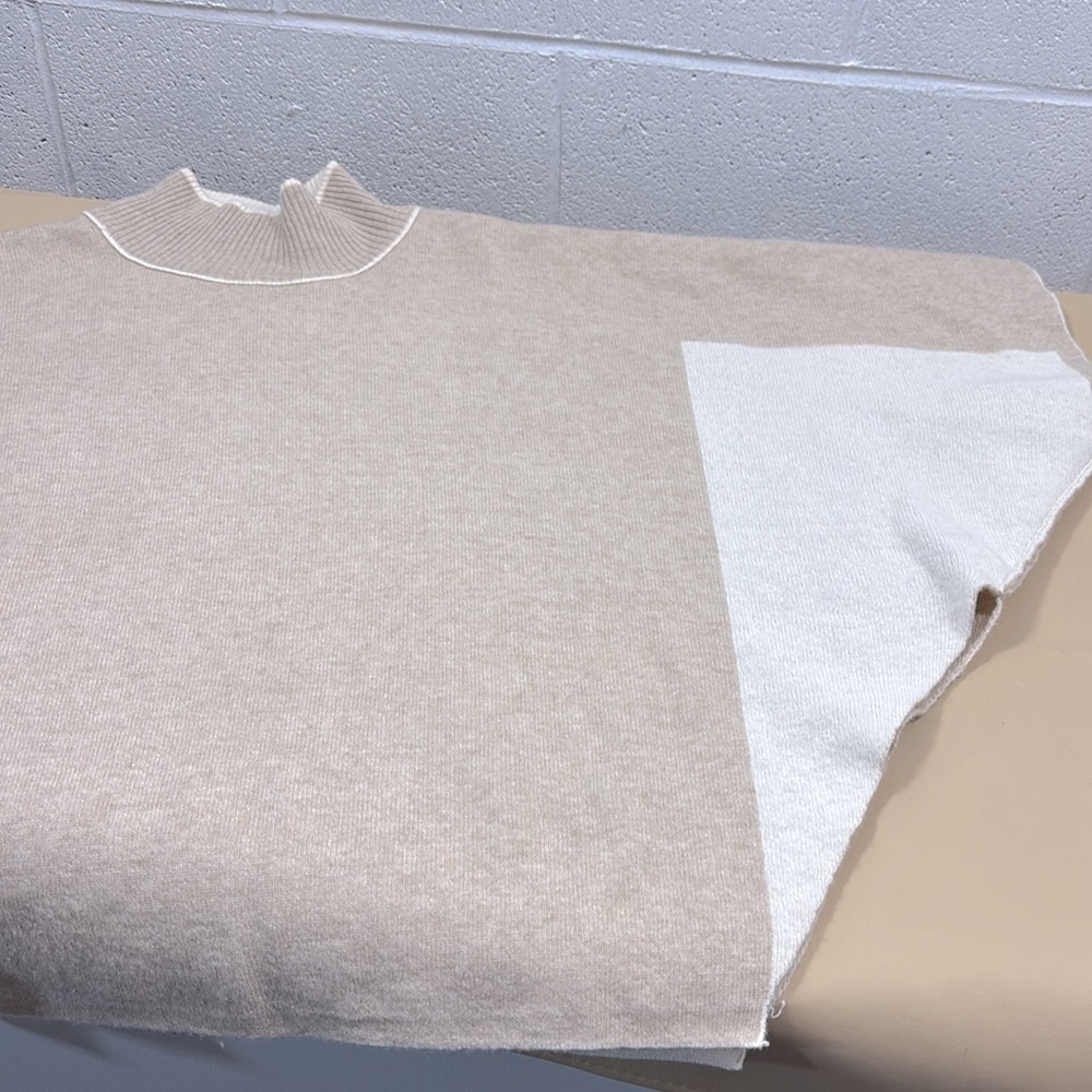 Double Sided Beige and Cream Women's batwing Sweater - Picture 5 of 6